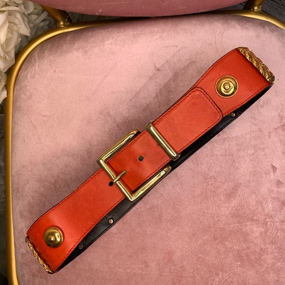 Escada Vtg 80’s Leather Statement Belt - Picture 3 of 5